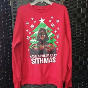 Star Wars Red Have A Holly Jolly Sithmas Holiday Sweater SZ L